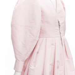 ALEXANDER MCQUEEN faille light pink ballon sleeve technical dress IT38 XS