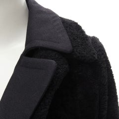 OLD CELINE Phoebe Philo black lambskin shearling wool layered coat FR34 XS