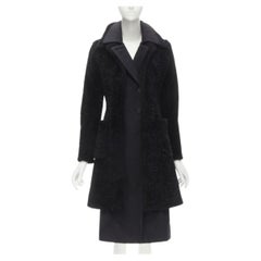 OLD CELINE Phoebe Philo black lambskin shearling wool layered coat FR34 XS