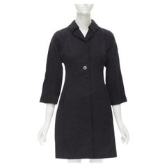 DOLCE GABBANA black paisley jacquard crystal button 3/4 sleeve coat IT36 XS