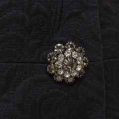 DOLCE GABBANA black paisley jacquard crystal button 3/4 sleeve coat IT36 XS