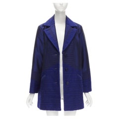 ISSEY MIYAKE cobalt blue taffeta tweed multi texture cocoon jacket coat M