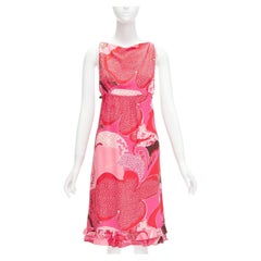 GUCCI TOM FORD 1999 Vintage Runway pink floral cutout leather strap dress IT42 M