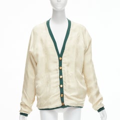 GUCCI Reversible green red web gold GG button oversized cardigan S