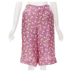 GUCCI CNY 2019 100% silk pink piggy print cropped pajama shorts IT36 XS rare
