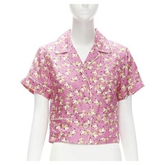 GUCCI CNY 2019 100% silk pink piggy print cropped pajama shirt IT36 XS rare