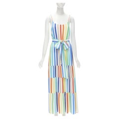 ALICE OLIVIA abito midi a righe arcobaleno con cintura US4