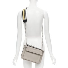 MARNI stone grey silver lock dual zip pouch chain sport strap crossbody bag