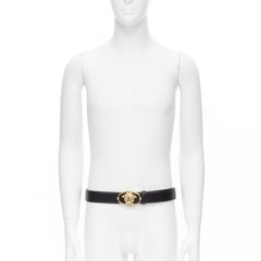 VERSACE La Medusa Insignia gold oval buckle black leather belt 115cm 44-48"