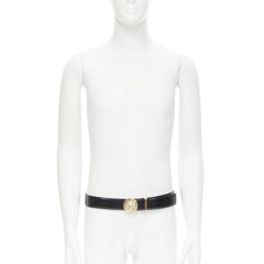 VERSACE Medusa Biggie cristal oro Medallón moneda cinturón cuero 115cm 44-48"