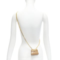 SALVATORE FERRAGAMO Vintage Gancini brown gold chain mini waist bag
