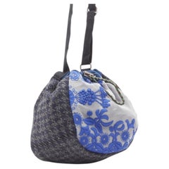 SACAI Transformable mixed fabric wool drawstring bucket crossbody tote bag