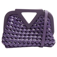 BOTTEGA VENETA Point purple Intrecciato woven triangle handle crossbody bag