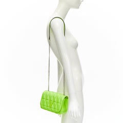 VERSACE Virtus bright green V quilted patent leather crossbody flap bag