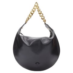 VERSACE Runway black medusa lamb leather gold tone chain hobo top handle bag