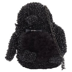 rare ANTEPRIMA Wire Bag  black fur belly woven acrylic penguin chain crossbody