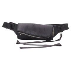 RICK OWENS black blistered neoprene silver zippers crossbody belt bag