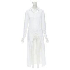 ROSETTA GETTY white viscose long sleeve high low train hem shirt top US2 XS