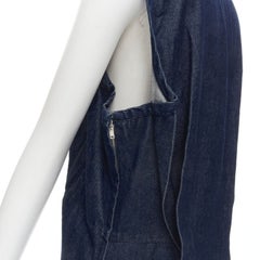COMME DES GARCONS Vintage 1991 indigo denim pinched seam square neck dress M