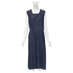 COMME DES GARCONS Vintage 1991 indigo denim pinched seam square neck dress M