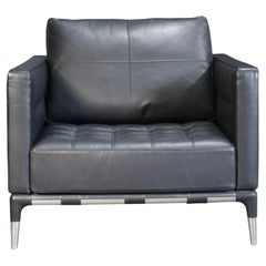 Cassina Privé Armchair in Black Leather by Philippe Starck