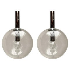 Set di 22 lampade a sfera tedesche Space AGE di metà secolo, anni '60, in vetro e cromo