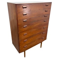 Comò alto in teak a 7 cassetti del Mid Century Danish Modern di Borg Mogensen