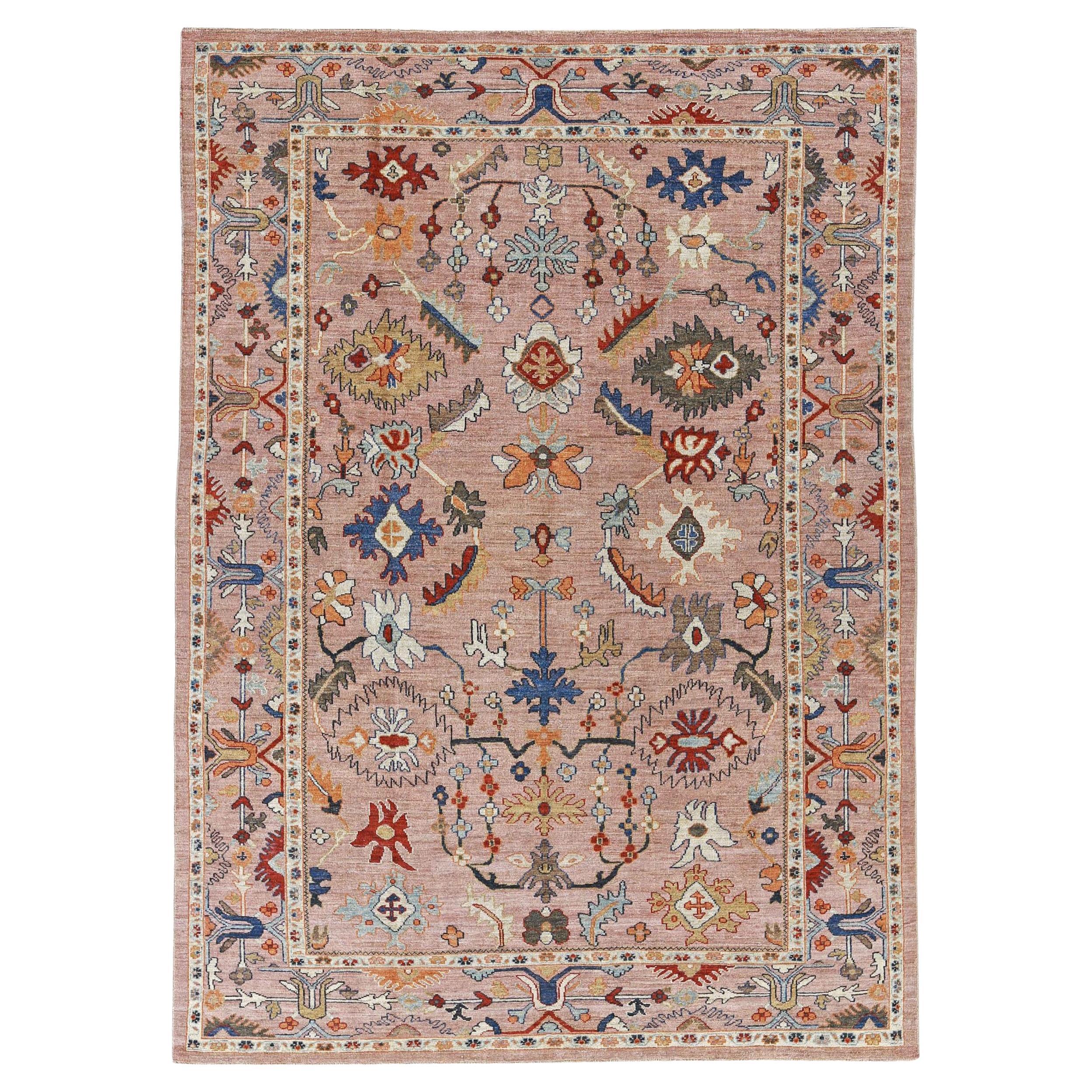 Turkey Sultanabad Area Rugs - Wool Green Orange Pink - 90929