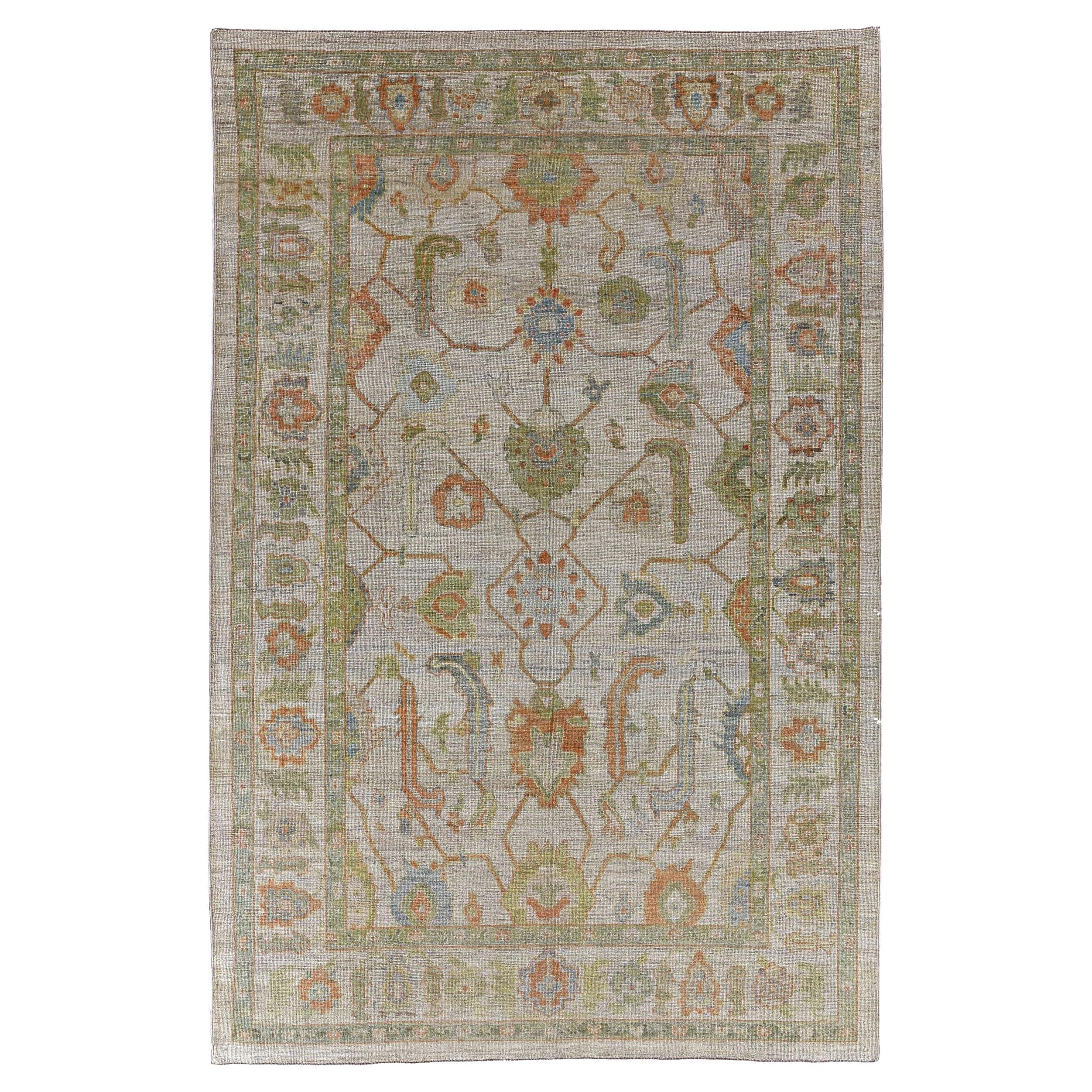 Turkey Rose Collection Area Rugs - Wool Green Ivory - 90907