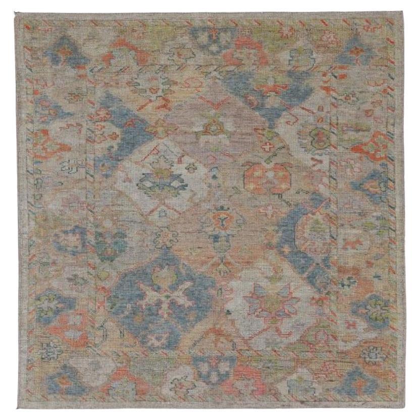 Colección Afghanistan Rose Alfombras - Lana Azul Marfil Rosa - 90908