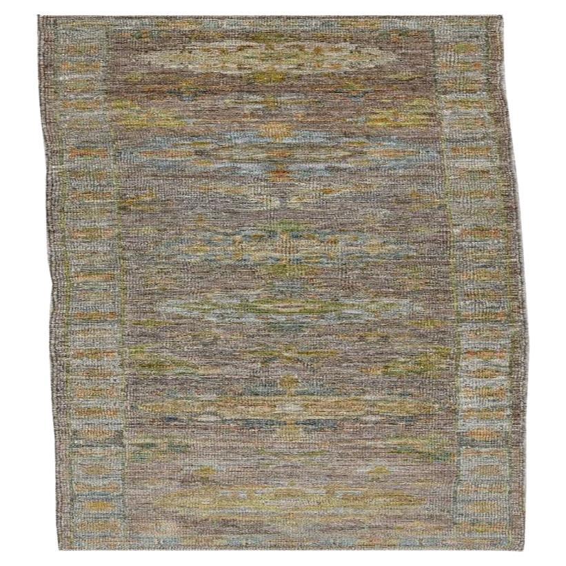Turkey  Rose Collection Runner Rug - Wool Blue Brown - 90923