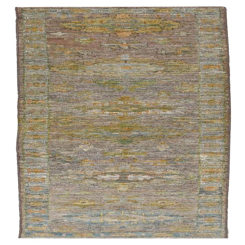 Turkish Rose Collection Runner Rug - Wool Blue Brown - 90926