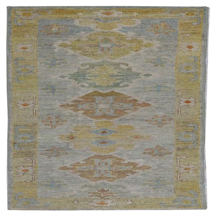 Turkish Rose Collection Runner Rug - Wool Blue Brown - 90947