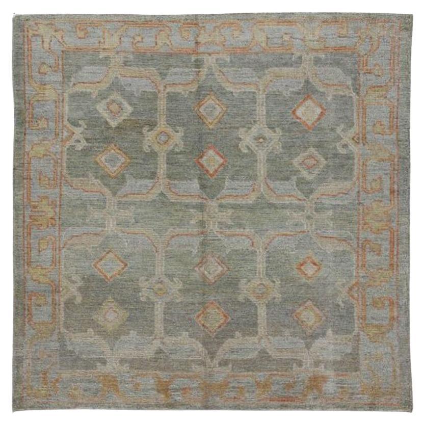 Tapis carrés collection Afghanistan Rose - Bleu laine - 90963