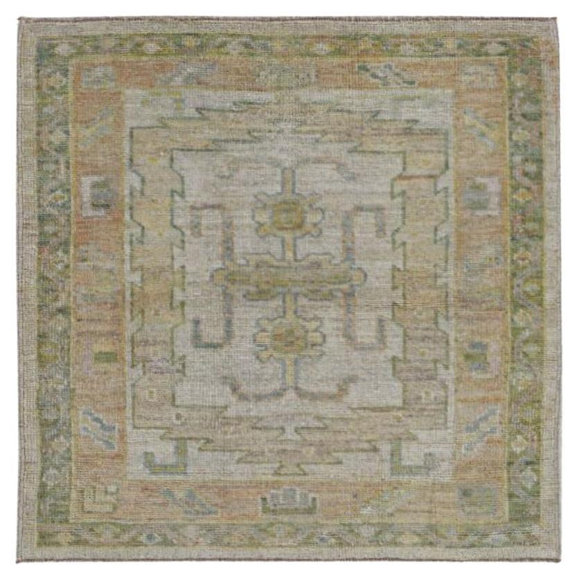 Afghanistan Rose Kollektion Kleiner Teppich - Wolle Grün Elfenbein Rosa - 90948 im Angebot