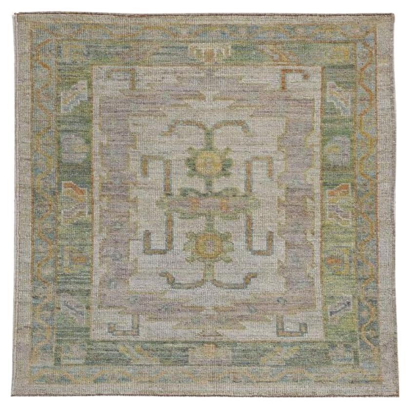 Turkish Rose Collection Small Rug - Wool Ivory Purpel - 90949