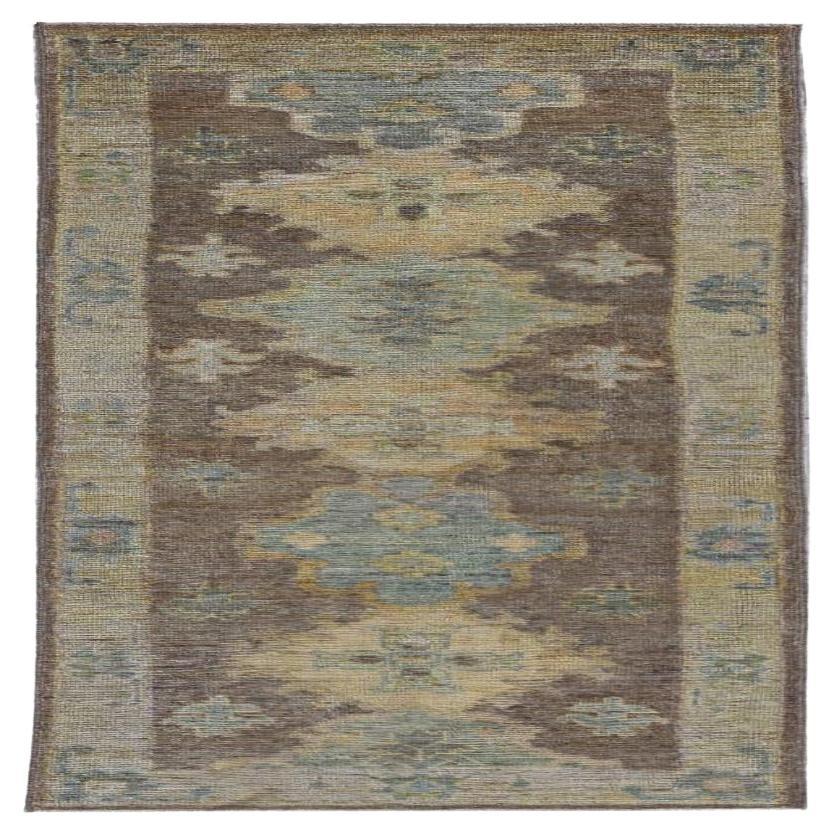 Turkish Rose Collection Runner Rug - Wool Blue Brown - 90950
