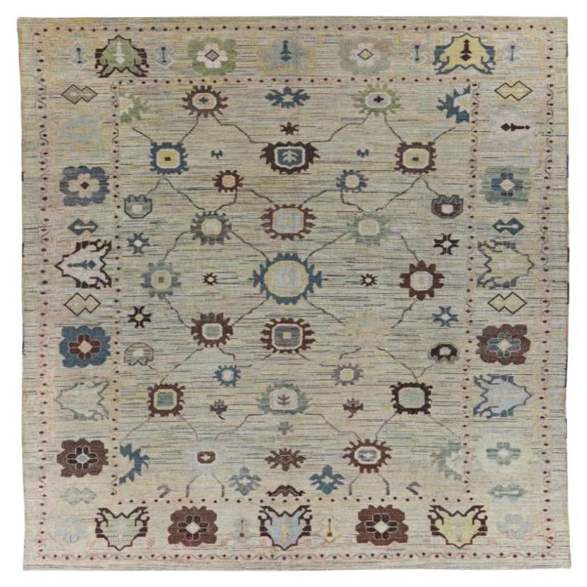 Turkish Rose Collection Over Size Rug - Wool Brown Ivory - 90953
