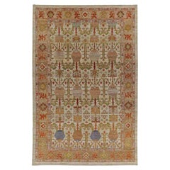 Tappeto Afghanistan Serapi Over Size - Lana Verde Avorio Rosso - 90975