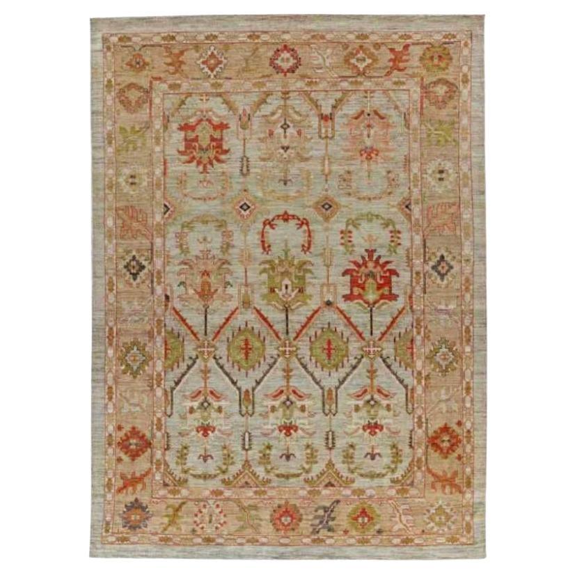 Tappeti Afghanistan Serapi - Lana Verde Avorio Rosa Rosso - 90976