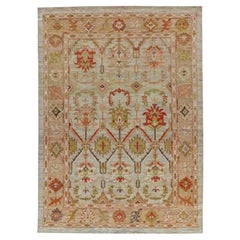 Tappeti Afghanistan Serapi - Lana Verde Avorio Rosa Rosso - 90976