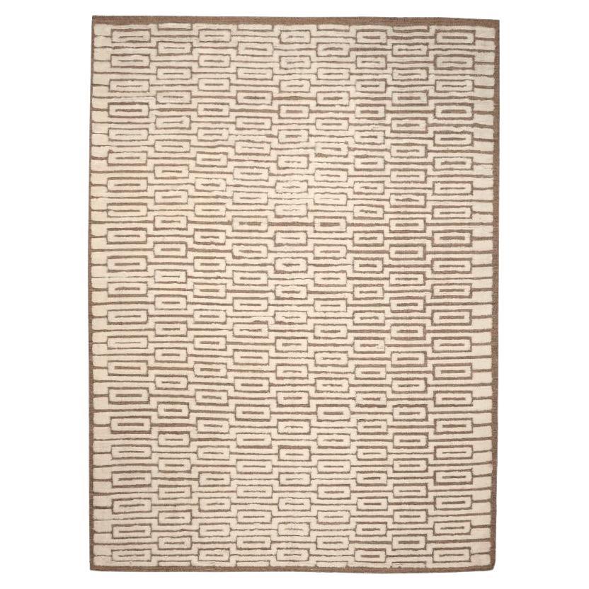 Indien Marokkanische Teppiche - Wolle Braun Elfenbein Design - 94452