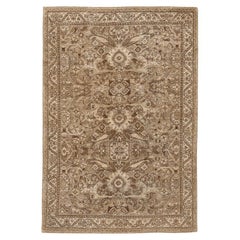 Petit tapis persan Mahal - Design en laine ivoire taupe - 94558