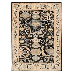 Afghanistan Abadeh Area Rugs - Wool Black Ivory Design - 94594