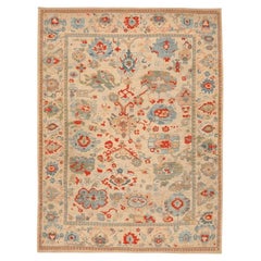 Afghanistan Abadeh Area Rugs - Wool Blue Ivory Red Design - 94596