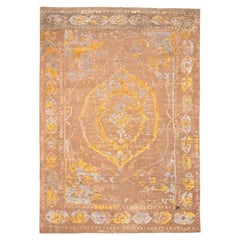 Afghanistan Abadeh Area Rugs - Wool and Silk Brown Taupe - 94597