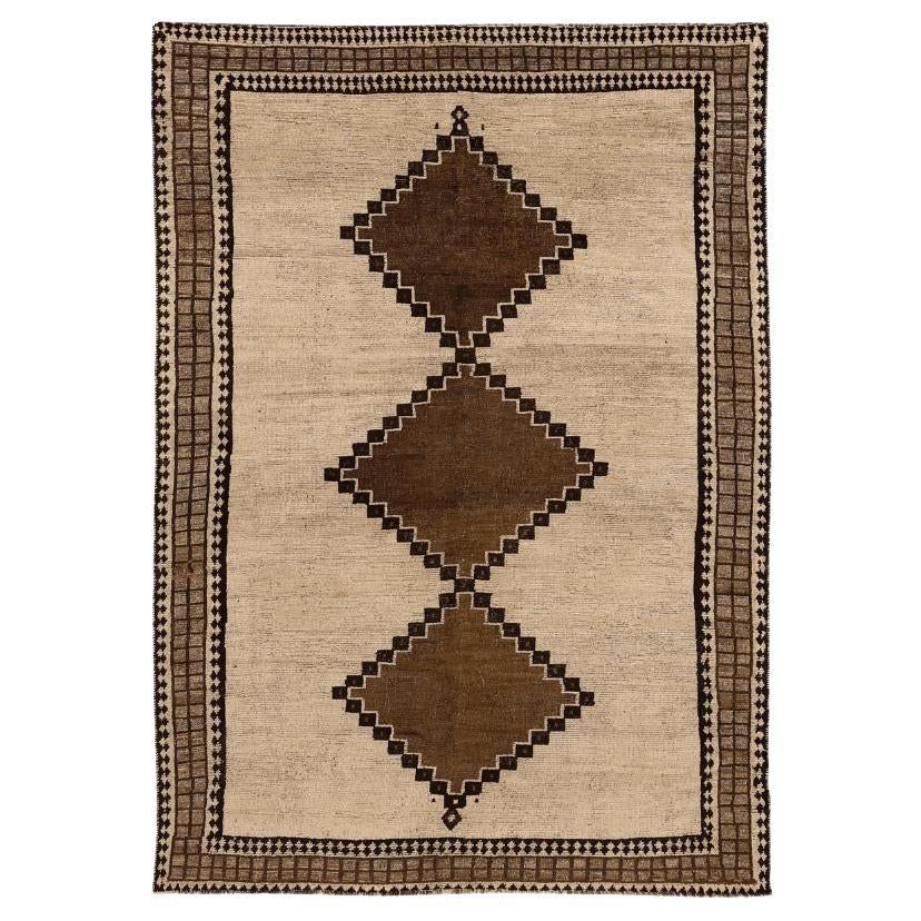 Persischer Gabbeh Small Teppich - Wolle Braun Elfenbein Design - 94580