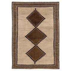 Persischer Gabbeh Small Teppich - Wolle Braun Elfenbein Design - 94580