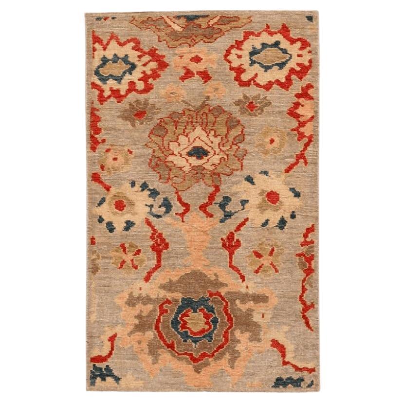 Afghanistan Abadeh Small Rug - Wool Ivory Red Design - 94636 For Sale