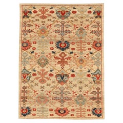 Afghanistan Abadeh Small Rug - Wool Ivory Design - 94638